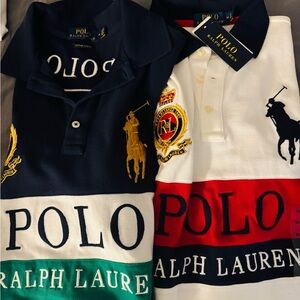 Hollister Blue and White Polo Shirt Classic Design